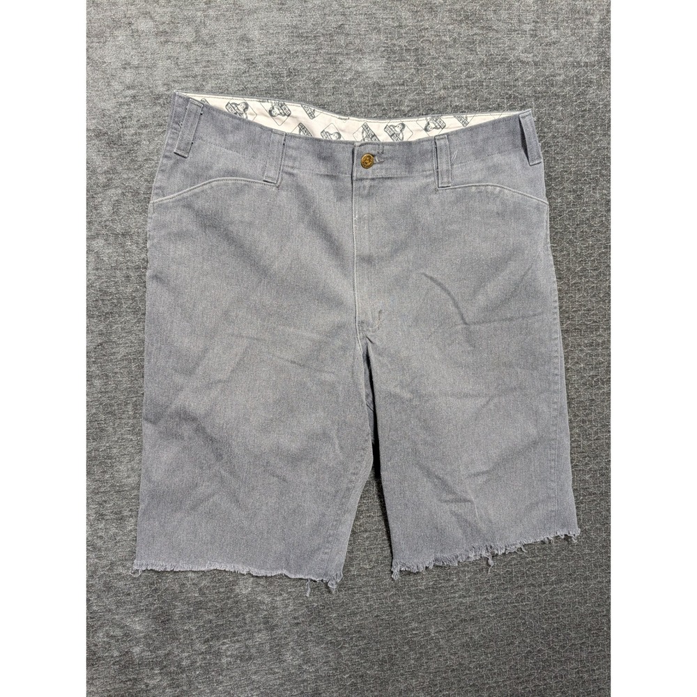 Ben Davis Mens Gray Raw Hem Work Shorts Gorilla Logo Style 651 Size 36